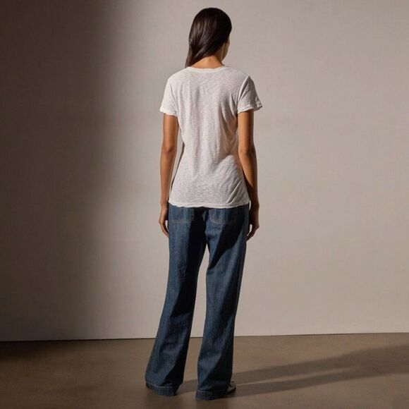 NWT James Perse 0 XS Sheer Slub Casual V Neck Tee Shirt Top White Short Sleeve - Picture 12 of 12